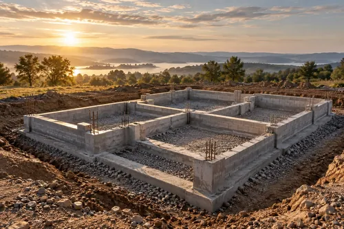 Alicerces de uma casa em construção, representando a base necessária antes de reconstruir a vida depois de uma perda